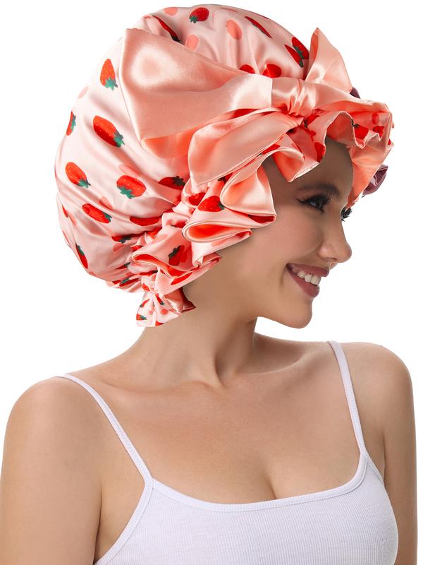 SeSe Code Double Layer Silk Bonnet for Sleeping Satin Sleep Bonnet With Elastic Tie Band, Night Hair Bonnet For Curly Hair