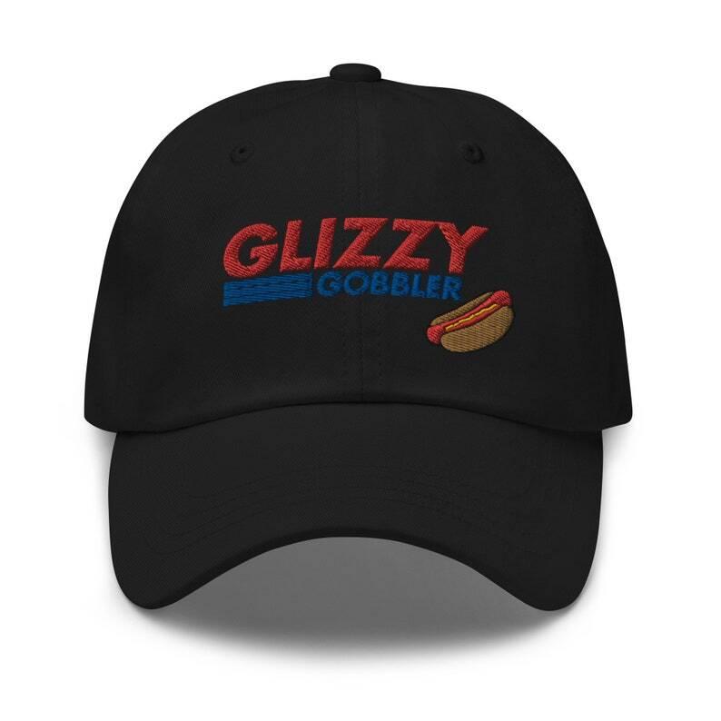 Glizzy Gobbler Cost-co Hot Dog Funny Dad Hat. Funny gift accessories