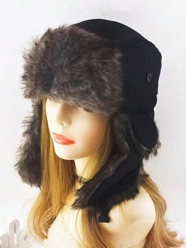 Women's Solid Hat, Fashionable Warm Hat for Women & Girls, Windproof Winter Hat for Outdoor Skiing, Ear Protection Hat