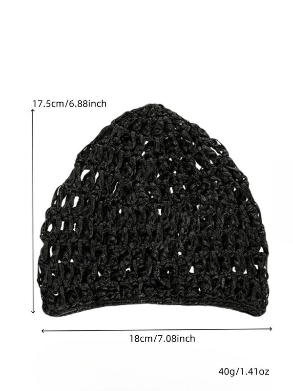 Solid Color Hollow Out Design Beanie Hat, Casual Elastic Hair Cap for Women, Fashionable Hair Accessories for Daily Wear