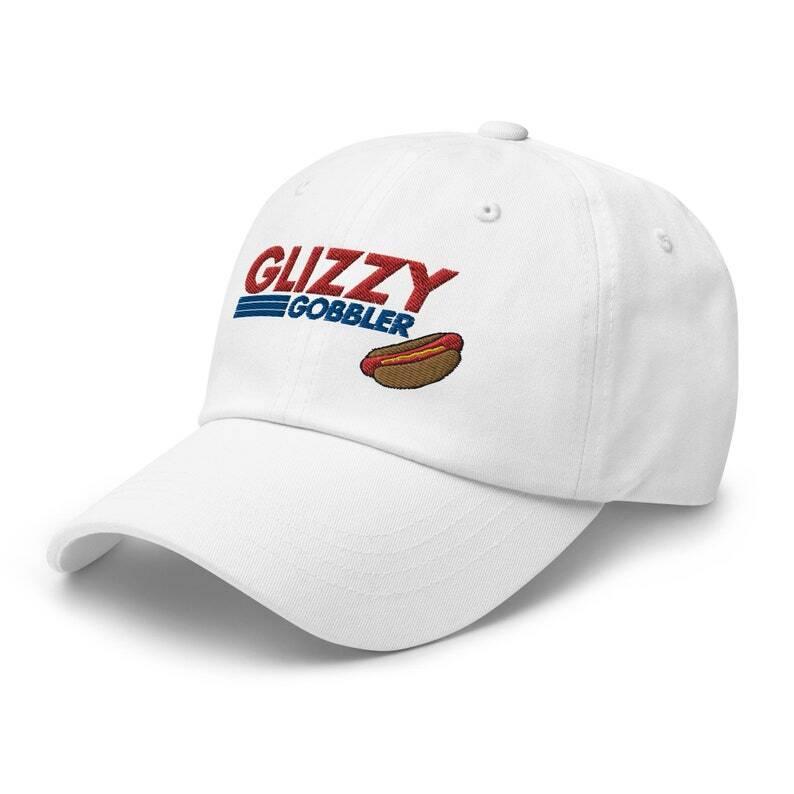 Glizzy Gobbler Cost-co Hot Dog Funny Dad Hat. Funny gift accessories