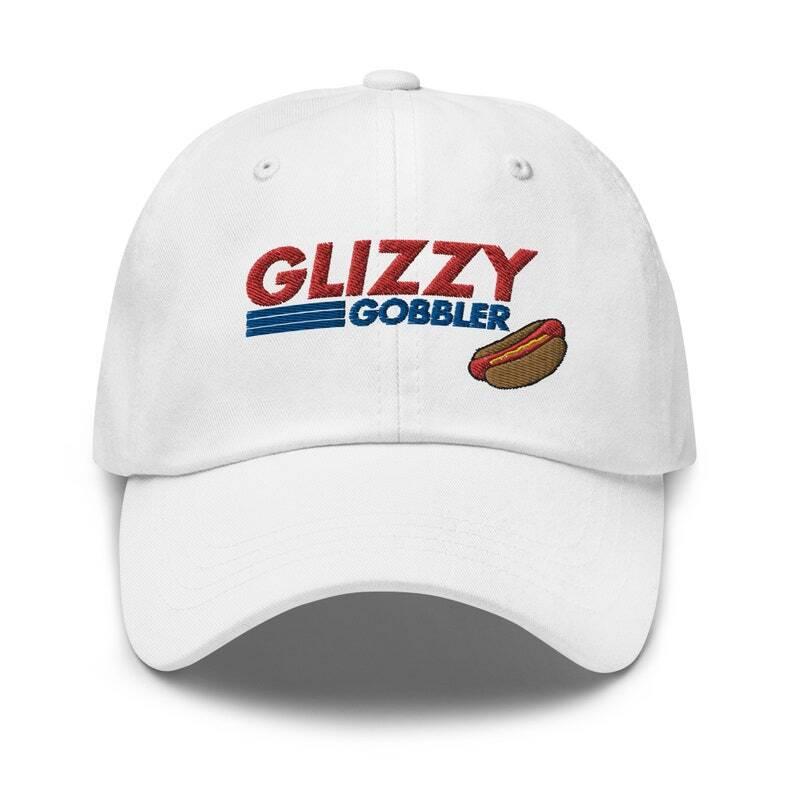 Glizzy Gobbler Cost-co Hot Dog Funny Dad Hat. Funny gift accessories