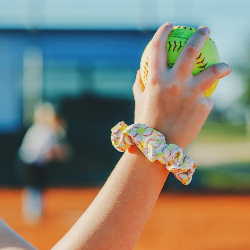 Softball Velvet Hair Tie Scrunchie Casual Accessory