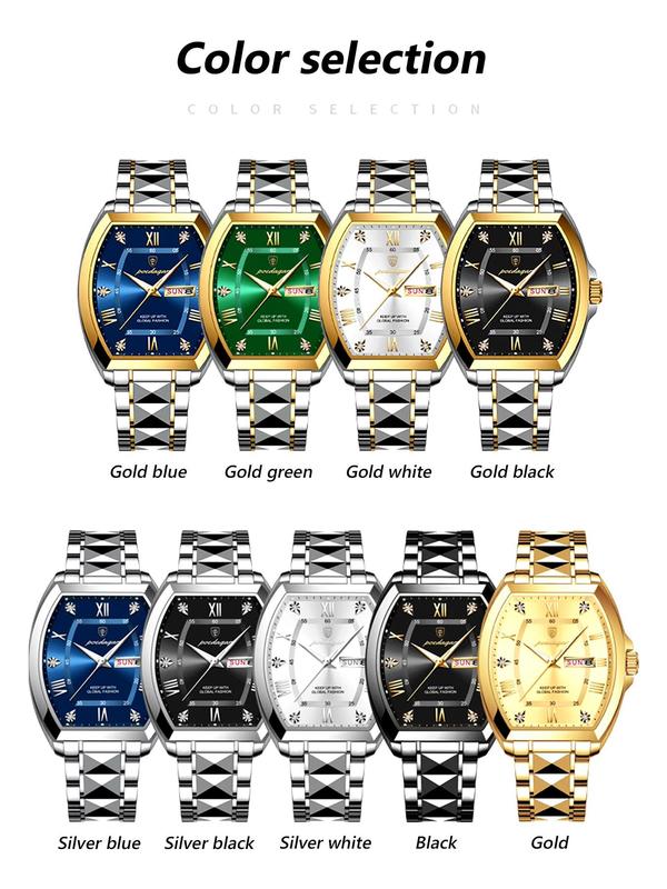 Men's Business Fashion Rhinestone Decorated Analog Quartz Watch, Fashion Watch for Party, Daily Clothing Decor, Trendy All-match & Exquisite Watch for Birthday Gift with Box