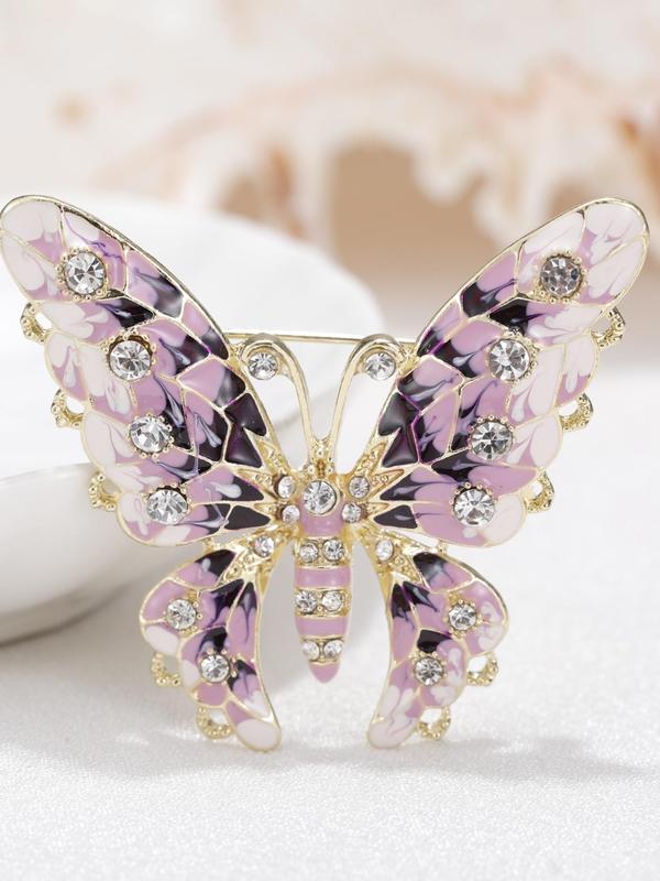 Butterfly Design Brooch, Rhinestone Decorated Brooch for Women & Men, Fashion Accessories for Party, Daily Decor, Trendy All-match & Exquisite Brooch for Gift