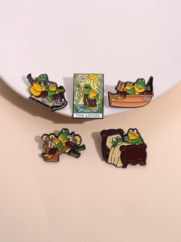 Cute Frog Design Brooch, Fashion Alloy Badge for Daily Clothing Decor, Trendy All-match & Exquisite Brooch for Birthday Gift