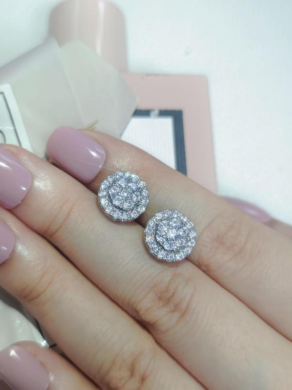 1 Pair Elegant Exquisite Rhinestone Decorated Stud Earrings for Women, Geometric Round Design Stud Earrings, Fashion Jewelry Accessories for Party and Daily Wear