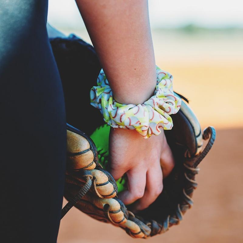 Softball Velvet Hair Tie Scrunchie Casual Accessory