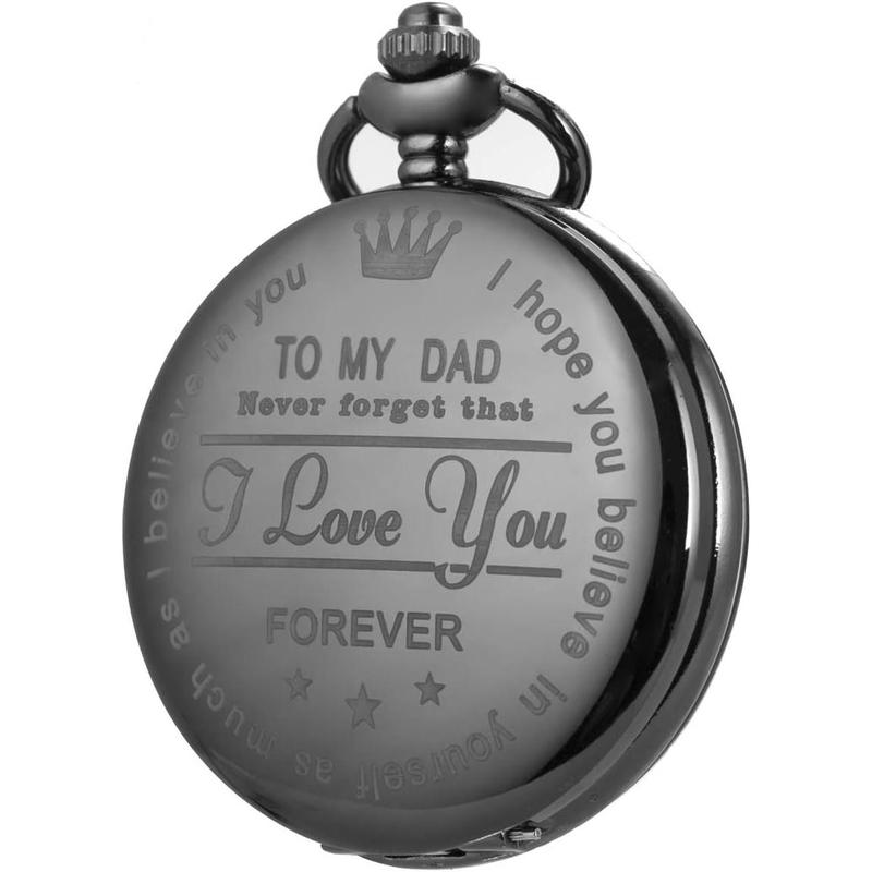 Pocket Watch Men Personalized Gifts for Dad from Daughter Son to DAD Gifts for Father's Day Gift Birthday Gift Quartz Pocket Watch with Chain