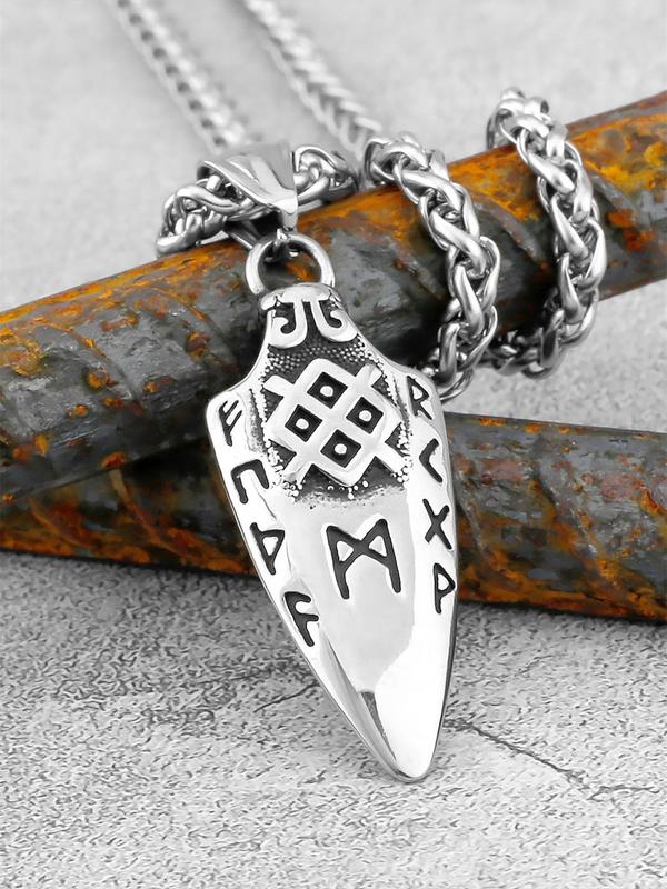 Vintage Viking Stainless Steel Rune Dagger Pendant Necklace,  Fashion Trendy Men's Necklace, Punk Necklace Jewelry for Party Gift for Him