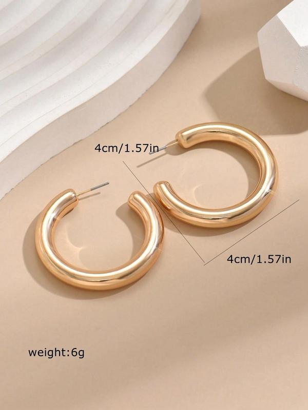 Women's Elegant Minimalist Hoop Earrings, 1 Pair Trendy Vintage C Shape Hoop Earrings, Chic All-match Jewelry As Gift for Girlfriend for Daily Decor