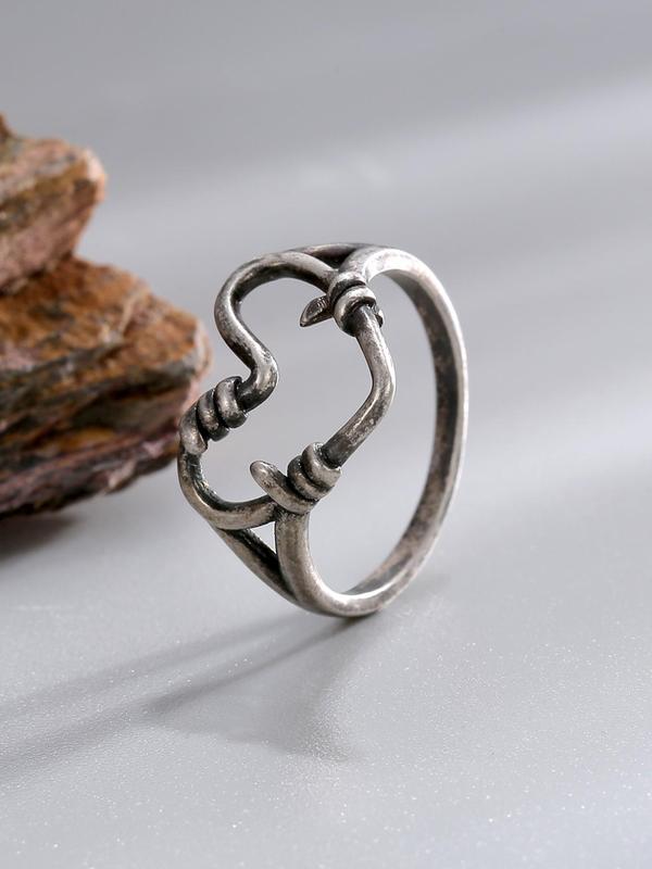 Women's Vintage Hollow out Heart Design Ring, Elegant Trendy Knot Design Ring, Fashion Accessories for Party, Daily Wear, Chic Gift for Women and Girls