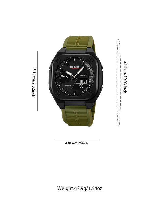 Men's Business Fashion Analog-digital Watch, Casual Trendy Luminous Waterproof Sports Watch for Men, Multifunctional Watch with Silicone Strap for Men