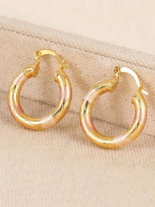 Women's Elegant Wave Print Hoop Earrings, Exquisite Trendy Hoop Earrings, Gorgeous Jewelry As Birthday Gift for Girlfriend