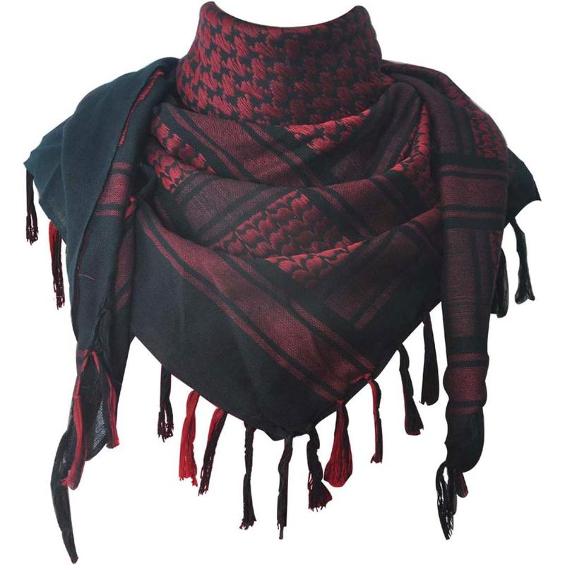 Cotton Shemagh Keffiyeh Tactical Desert Scarf Neck Head Wrap with Tassel for Men Women