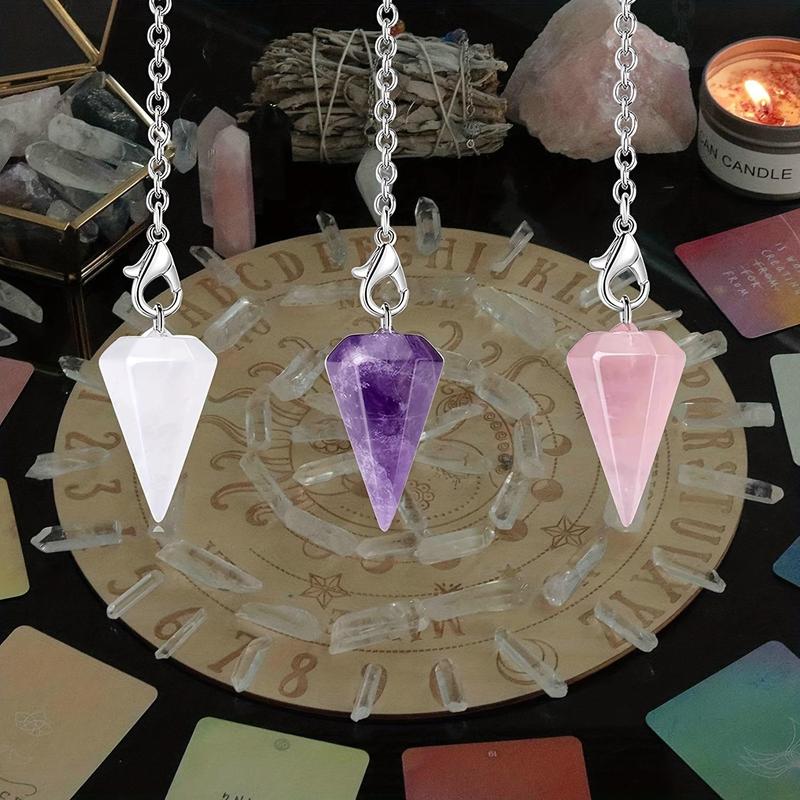 Clear Quartz Pendulum, 1 Count Natural Stone Pendant & Witchcraft Accessories, Decorative Ornament for Living Room Bedroom Home Office Dormitory Car