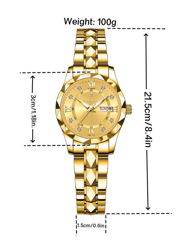 Women's Elegant Fashion Round Dial Analog Quartz Watch, Watch for Party, Daily Clothing Decor, Trendy All-match & Exquisite Watch for Birthday Gift