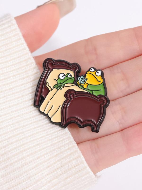 Cute Frog Design Brooch, Fashion Alloy Badge for Daily Clothing Decor, Trendy All-match & Exquisite Brooch for Birthday Gift