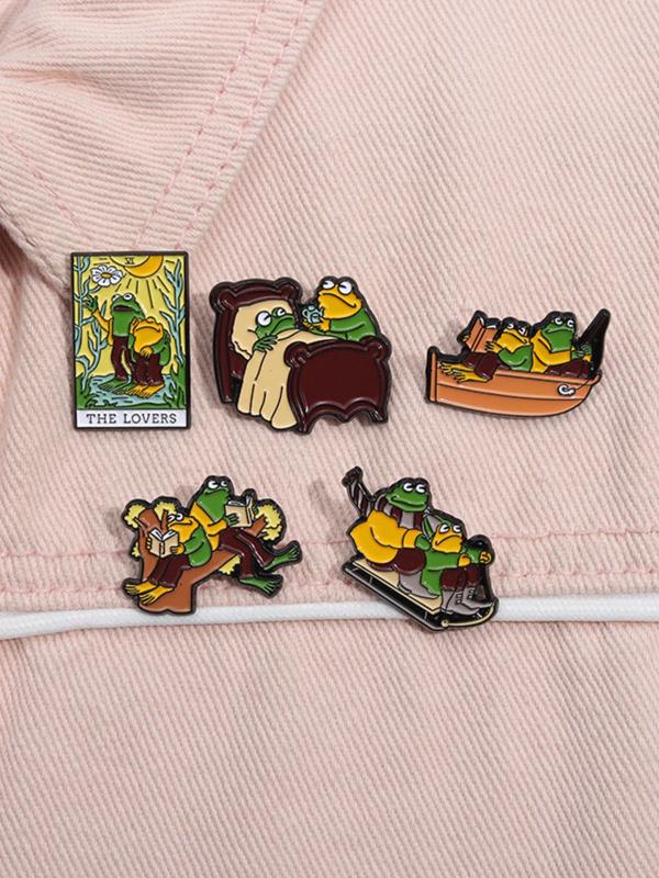 Cute Frog Design Brooch, Fashion Alloy Badge for Daily Clothing Decor, Trendy All-match & Exquisite Brooch for Birthday Gift