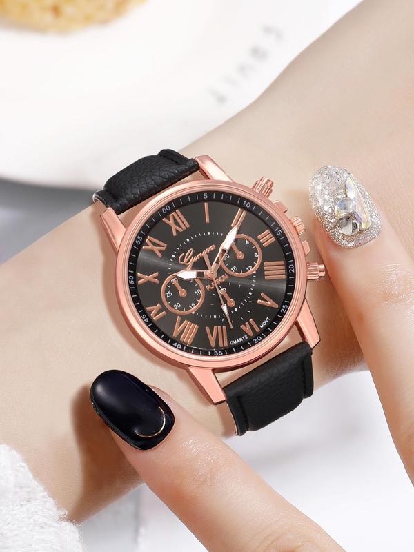 Women's Elegant Watch & Rhinestone Decorated Bracelet, Exquisite Trendy Wristwatch & Heart Shape Bracelet, Fashionable Watch Set As Gift Without Box