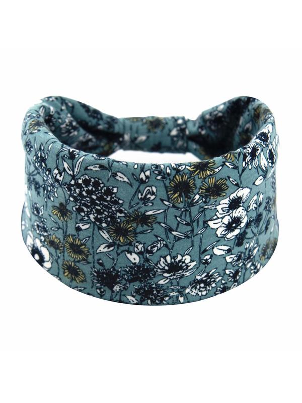 Floral Print Knot Design Sports Hair Band, Pickleball & Tennis Clothes, Sporty Wide Hair Band for Yoga Running Cycling, Elastic Sweat-absorbent Sports Hair Band