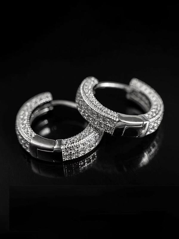 Rhinestone Decorated Hoop Earrings, Fashionable Earrings for Women & Men, Trendy All-match & Exquisite Jewelry for Birthday Gift