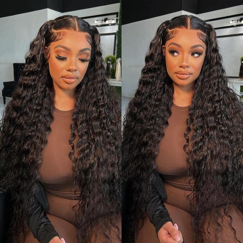 STERLY Hair 13x6 Deep Wave Full Lace Frontal Wigs For Women Natural Color 180%density