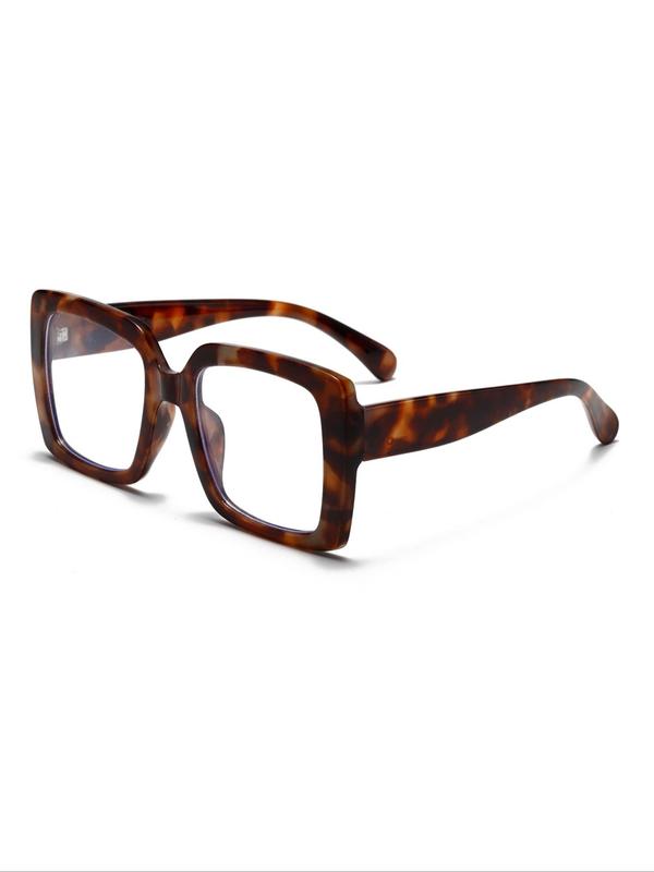 Unisex Fashionable Tortoiseshell Pattern Square Frame Eyeglasses, Trendy Casual Eyeglasses for Everyday Use, Fashion Accessories for Outdoor Activities