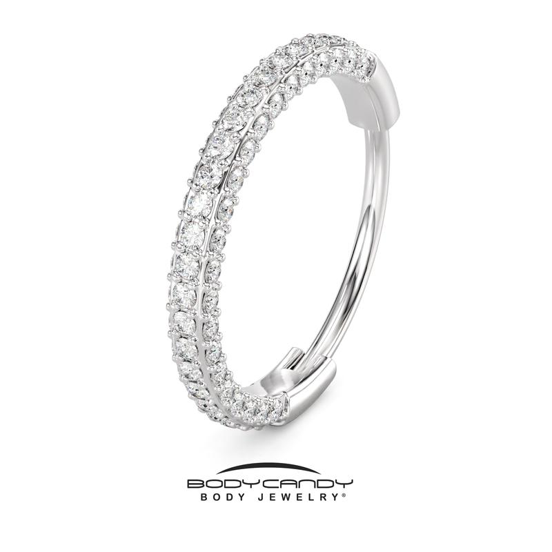 20 Gauge Implant Grade Titanium Triple Sided Micro Gem Hinged Nose Hoop (Select Size) hoop ring cz conch