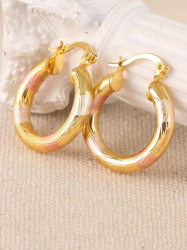 Women's Elegant Wave Print Hoop Earrings, Exquisite Trendy Hoop Earrings, Gorgeous Jewelry As Birthday Gift for Girlfriend