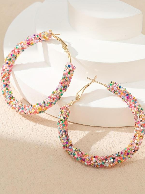 Fashionable Glitter Dangle Earrings, Colorful Beaded Earrings for Women, Casual Jewelry for Party, Daily Clothing Decor, Trendy All-match & Exquisite Jewelry for Birthday Gift