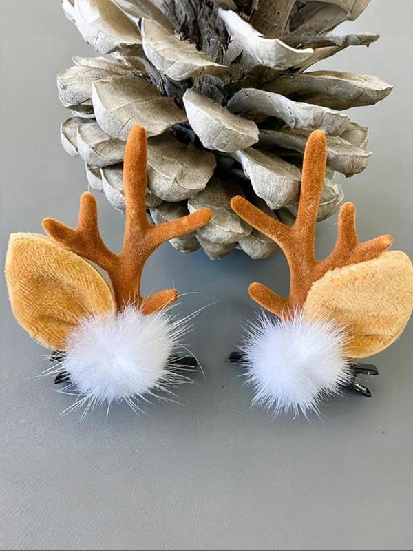 Cute Christmas Themed Reindeer Antler Design Hair Clips, Fashionable Hair Accessories for Women & Girls, Cute Lovely Hairwear for Daily Used