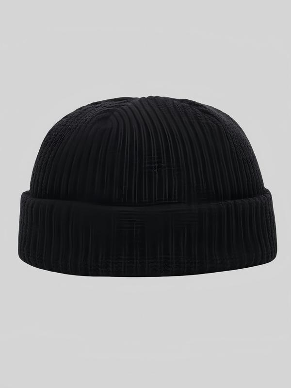 Solid Ribbed Beanie Hat, Casual High Stretch Knit Hat for Fall & Winter, Fashion Accessories for Both Men & Women