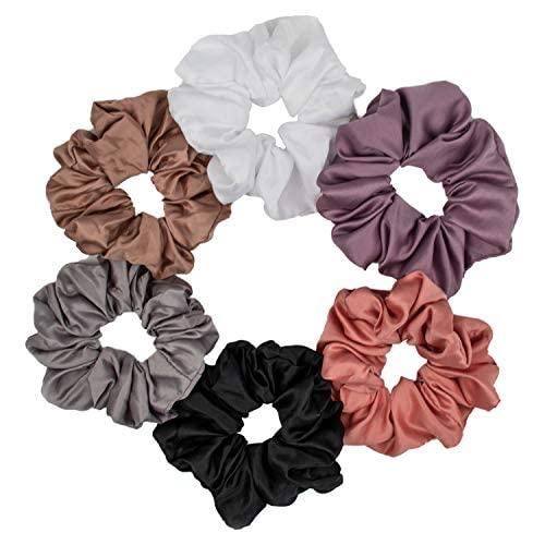 6 Pieces Satin Silk Scrunchies for Hair, Large Satin Hair Ties Ponytail Holder Hairbands & Scrunchies