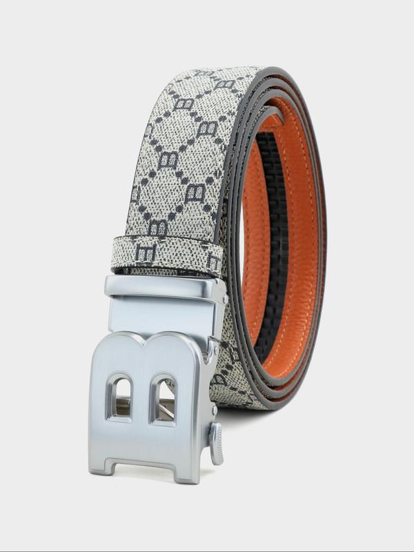 Men's Business Fashion Letter Pattern Belt, 2024 New Style Casual Buckle Belt for Party, Daily Clothing Decor, Trendy All-match & Exquisite Belt for Birthday Gift