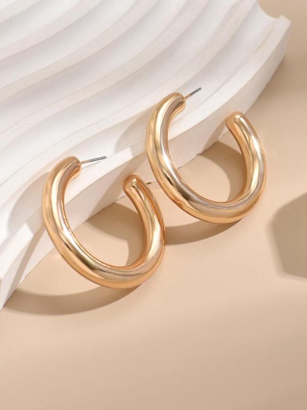 Women's Elegant Minimalist Hoop Earrings, 1 Pair Trendy Vintage C Shape Hoop Earrings, Chic All-match Jewelry As Gift for Girlfriend for Daily Decor