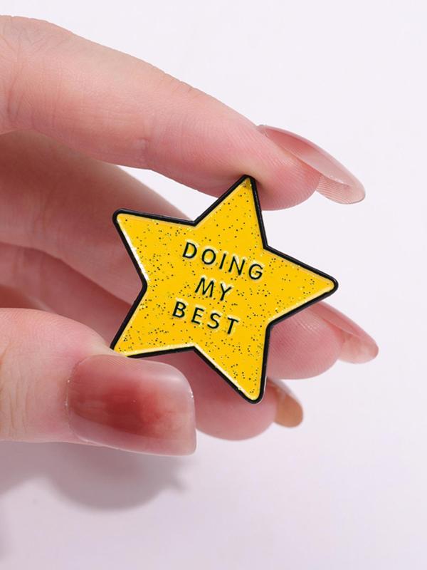 Summer Unisex Cute Letters & Star Design Brooch Pins, 2024 New Trendy Novelty Clothes Brooch, Fashionable Clothes Accessories for Women & Men As Gift for Friends