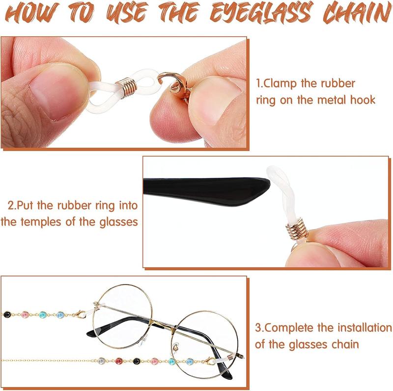 6 count Eyeglass Chains Glasses Chain Holder Lanyard for Women Beaded Glasses Strap Around Neck Sunglasses Chain Cords