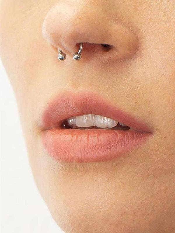 Punk Style Nose Ring & Replacement Ball Set, Stainless Steel Nose Ring & Replacement Ball, Body Jewelry for Party, Daily Clothing Decor for Men & Women