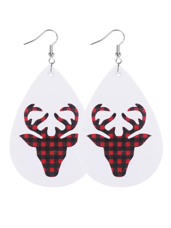 Christmas Themed Water Drop Shaped Dangle Earrings, Cute Cartoon Deer & Snowflake & Tree Design Earrings, Fashion Jewelry for Women & Girls