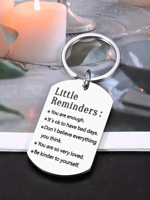 Unisex Cute Letters Graphic Stainless Steel Keychain, Trendy Slogan Key Fob & Key Holder for Car Keychain, Chic Accessories As Gift for Friends