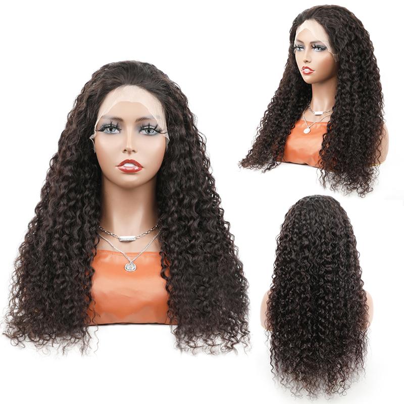 FORGIRLFOREVER 13x6 Lace Frontal Wig Human Hair Pre Plucked Water Wave Wig Natural Color Transparent Lace Front Human Hair Wigs For Women