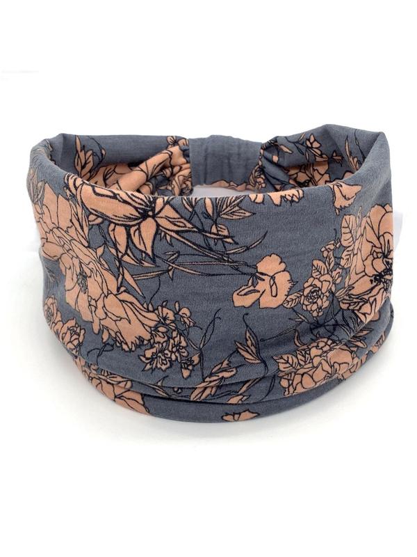 Floral Print Knot Design Sports Hair Band, Pickleball & Tennis Clothes, Sporty Wide Hair Band for Yoga Running Cycling, Elastic Sweat-absorbent Sports Hair Band