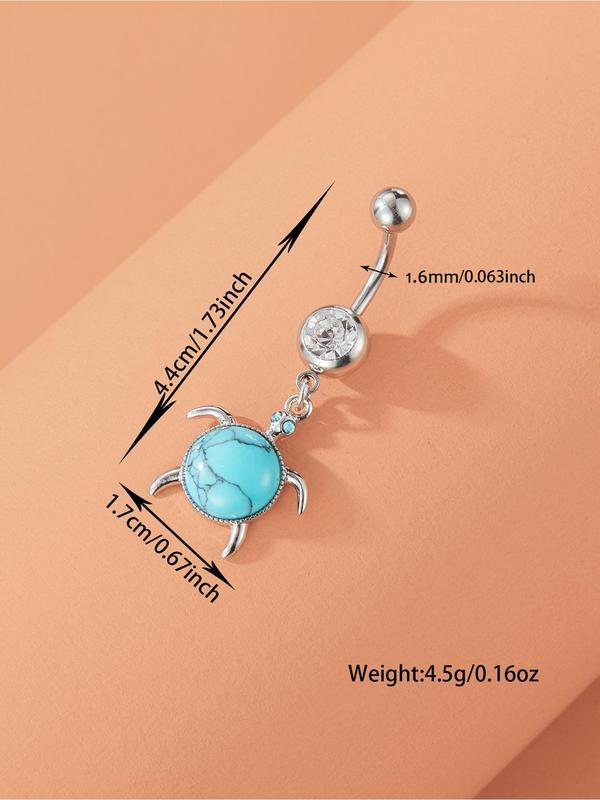 Cute Turtle Design Belly Button Ring, Fashionable Body Jewelry for Women & Girls, Fashion Jewelry for Party, Daily Clothing Decor, Trendy All-match & Exquisite Jewelry for Birthday Gift