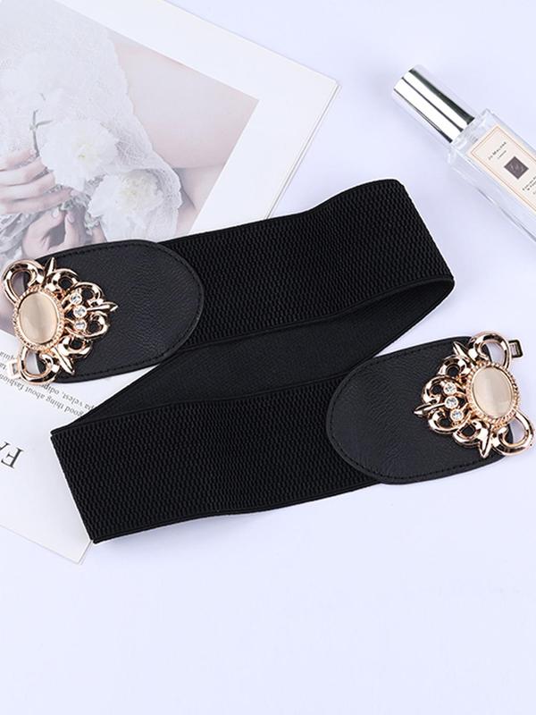 Fashion Rhinestone Decorated Hollow out Design Symmetrical Buckle Belt for Women,  Casual Waistband for Jeans Short Skirt