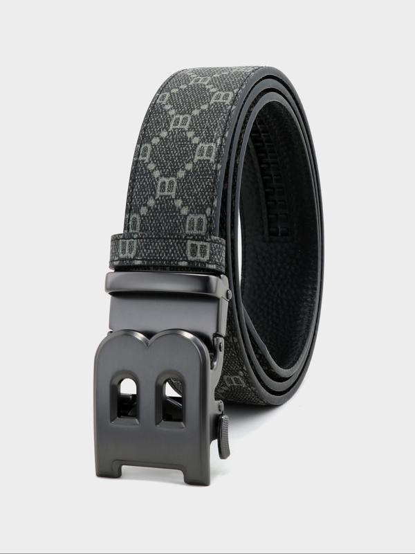 Men's Business Fashion Letter Pattern Belt, 2024 New Style Casual Buckle Belt for Party, Daily Clothing Decor, Trendy All-match & Exquisite Belt for Birthday Gift