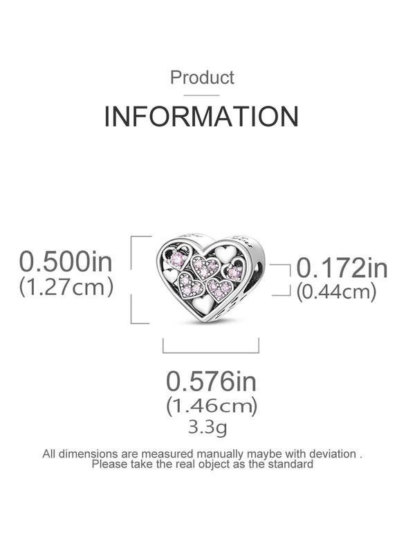 Heart Shaped Artificial Zircon Decor Charm, DIY Jewelry Supplies for Necklace Bracelet Bangle Making, Fashion Jewelry Accessories for Women & Girls for Daily Decoration