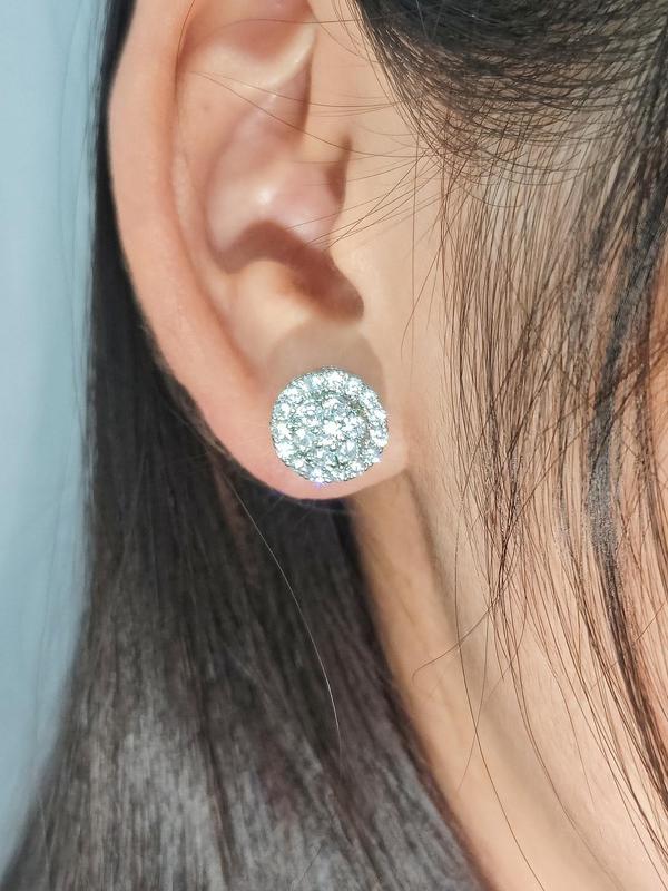 1 Pair Elegant Exquisite Rhinestone Decorated Stud Earrings for Women, Geometric Round Design Stud Earrings, Fashion Jewelry Accessories for Party and Daily Wear