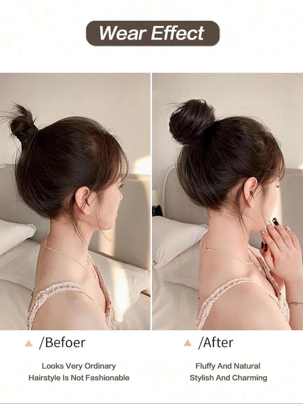 3 Inch Synthetic Fake Hair Bun, Natural Fluffy Hair Bun, Synthetic Hairpiece for Women & Girls, Suitable for Daily Use