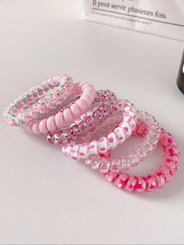 6pcs set Random Color Ombre Spiral Ponytail Holders, Cute Decorative Ponytail Holder for Women & Girls, No Crease Hair Small Ponytail Holders Versatile Hair Accessories